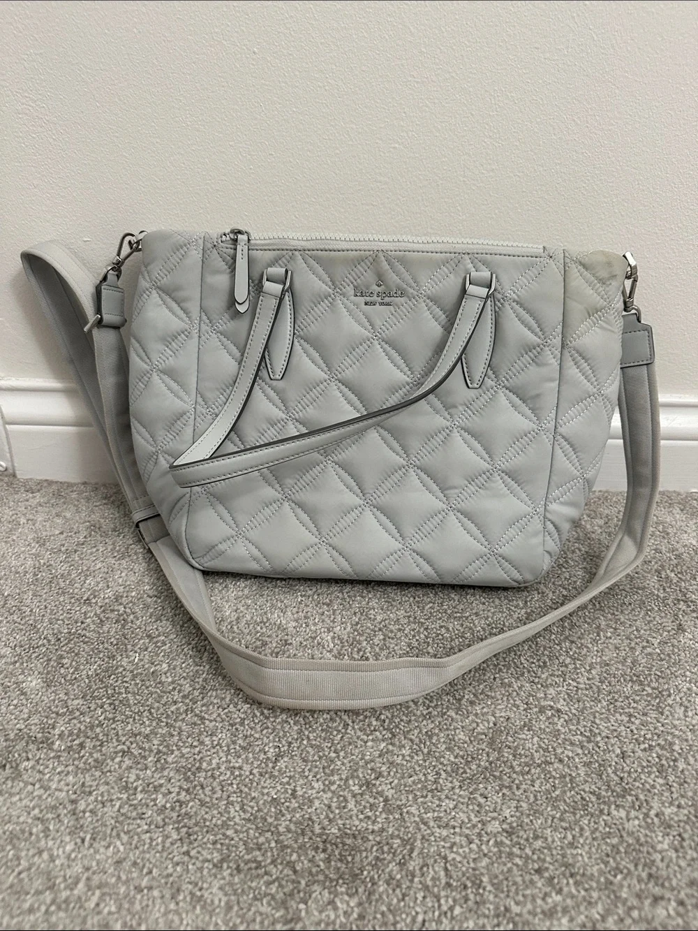 kate spade Quilted Light Gray Crossbody Tote